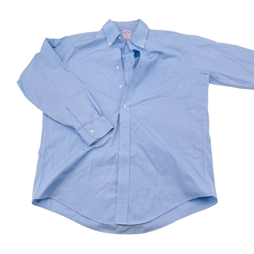 Brooks Brothers Mens Traditional Fit Non-Iron Blue Dress Shirt Size 15.5- 33